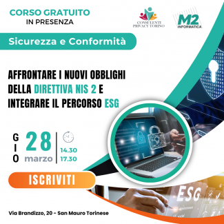 Corso gratuito NIS2 e ESG